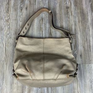 Coach Silver Metallic Leather Duffle Shoulder Bag